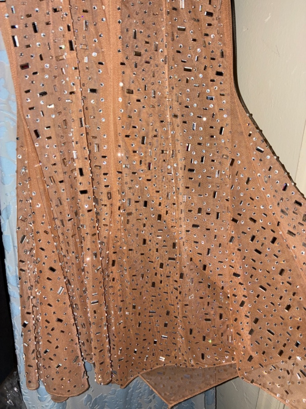 Sheer beaded tan sequin dress sz small - Picture 6 of 6
